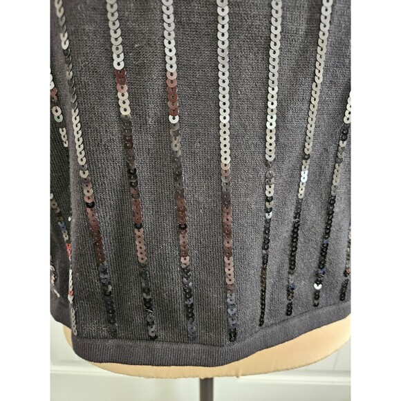 Michael Kors Black Sequined Stripe Knit Tank Top M NWT Sparkle - Picture 4 of 10